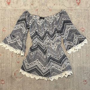 See you Monday lace romper shortall size large